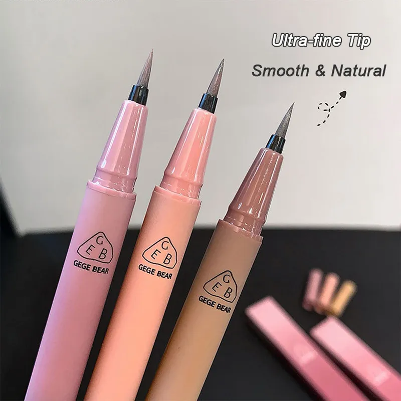 Αδιάβροχο Quick Dry Liquid Eyeliner Pen Ultra-fine Matte Black Brown Lasting Lying Silkworm Eyeliner Pencil Φυσικό Μακιγιάζ ματιών