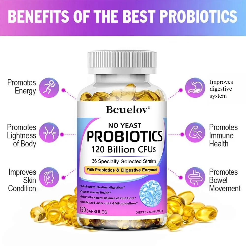Premium Probiotics with Prebiotics and Digestive Enzymes To Aid Digestion and Boost The Immune System - 120 Capsules