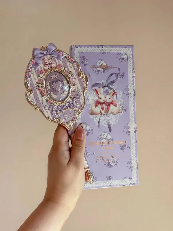 Flower Knows Handheld Makeup Mirror Air Cushion Comb All Series Relief Pattern Limited Color Makeup Tool Kit