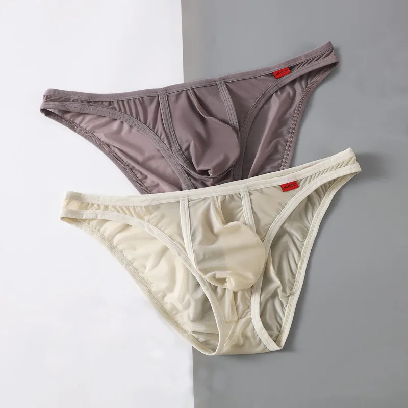 Ultra Thin Men's Underwear Large Pockets Triangular Underpants Transparent Lightweight Briefs
