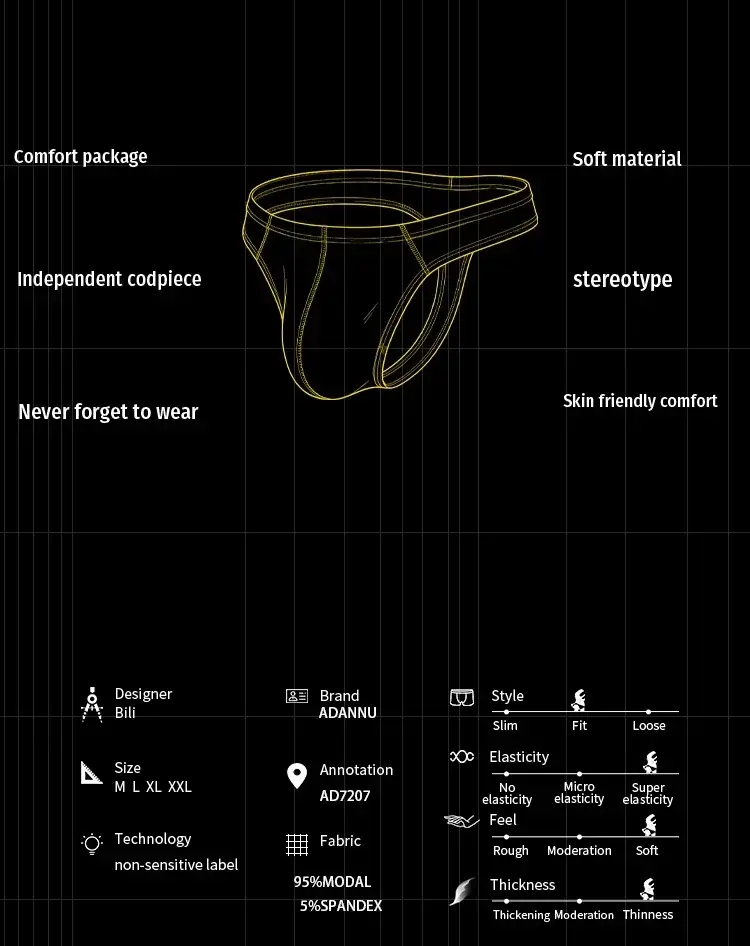Summer New Men Underwear Cool Breathable Moisture Wicking Briefs Sports Supportive 3D Pouch Panties with High Elastic Waistband