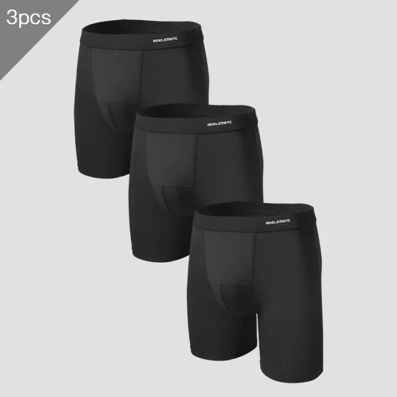 3pcs Men's sports extended leg underwear Modal boxers running anti-wear leg quick dry long boxers