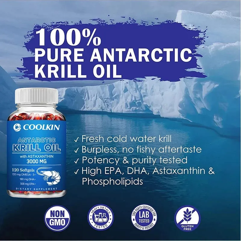 Antarctic Krill Oil 3000mg - Omega-3 EPA DHA Natural Astaxanthin Maximum Strength for Heart & Joint Health — image 3