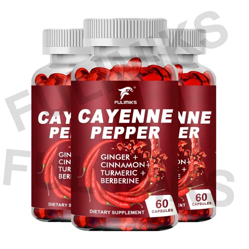Cayenne Pepper Capsules Supports Cardiovascular Health Improves Digestion & Blood Circulation Capsaicin Supplement Softgels
