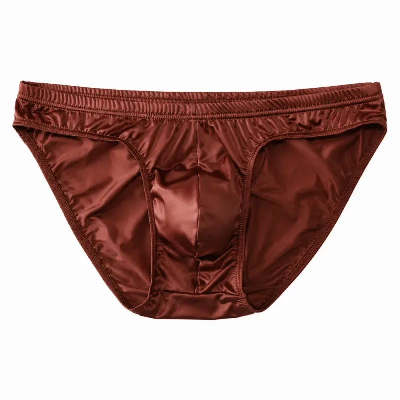 Cool Smooth Men's Underwear Low Waist Bulge Pouch Ice Silk Briefs Lingerie Breathable Satin Silk Panties Daily Routine — image 19