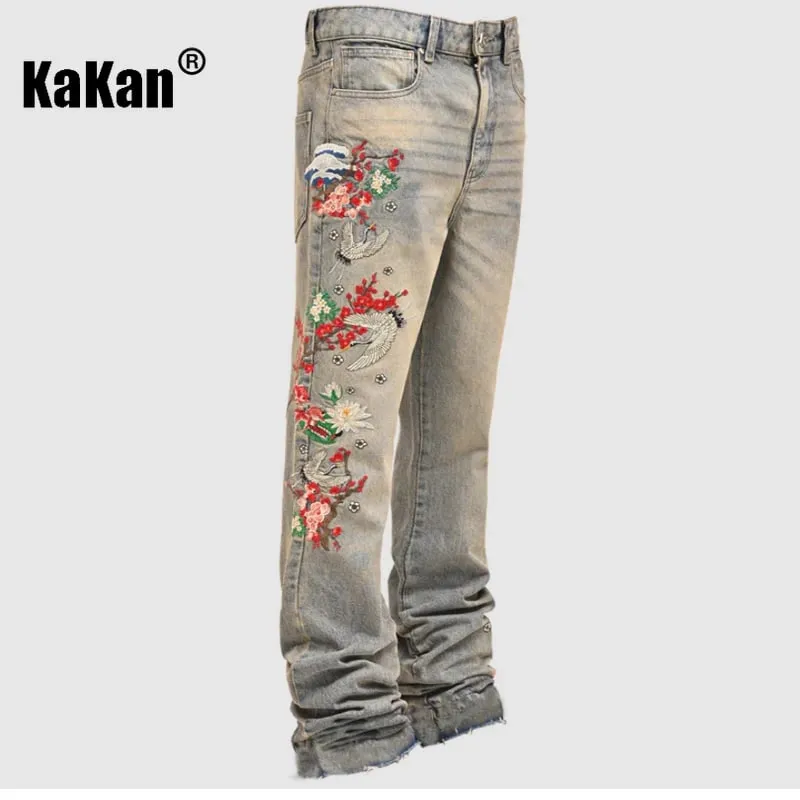 Kakan – új férfi kék, karcsúsított patch farmer Y2k nyomtatott design hosszú farmer farmer férfi márka — image 4