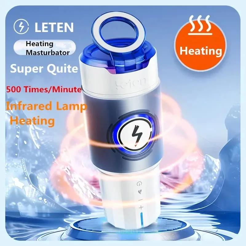 Leten Quite And Power Heating Automatic Male Masturbator Cup Electric Stroker with Phone Holder Warming Adult Sex Toys