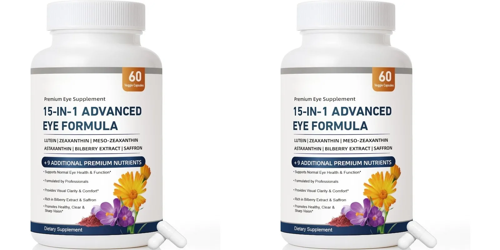 15-in-1 Advanced Eye Formula with Lutein Zeaxanthin Astaxanthin Bilberry & Saffron Visual Comfort Support 60 Capsules — image 9