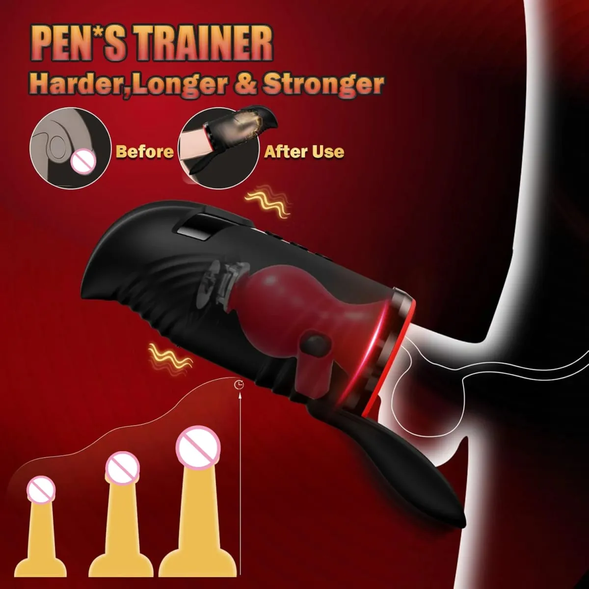 Male Masturbator Penis Training Vibrator Glans Massage Testicle Stimulator Delay Stamina Trainer Blowjob Machine Sex Toy for Men
