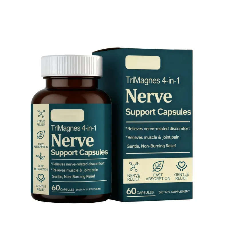 TriMagnes 4-in-1 Magnesium Complex Capsules 300mg with Citrate Glycinate Malate Turmeric for Nerve Comfort Muscle Relax 60 Ct