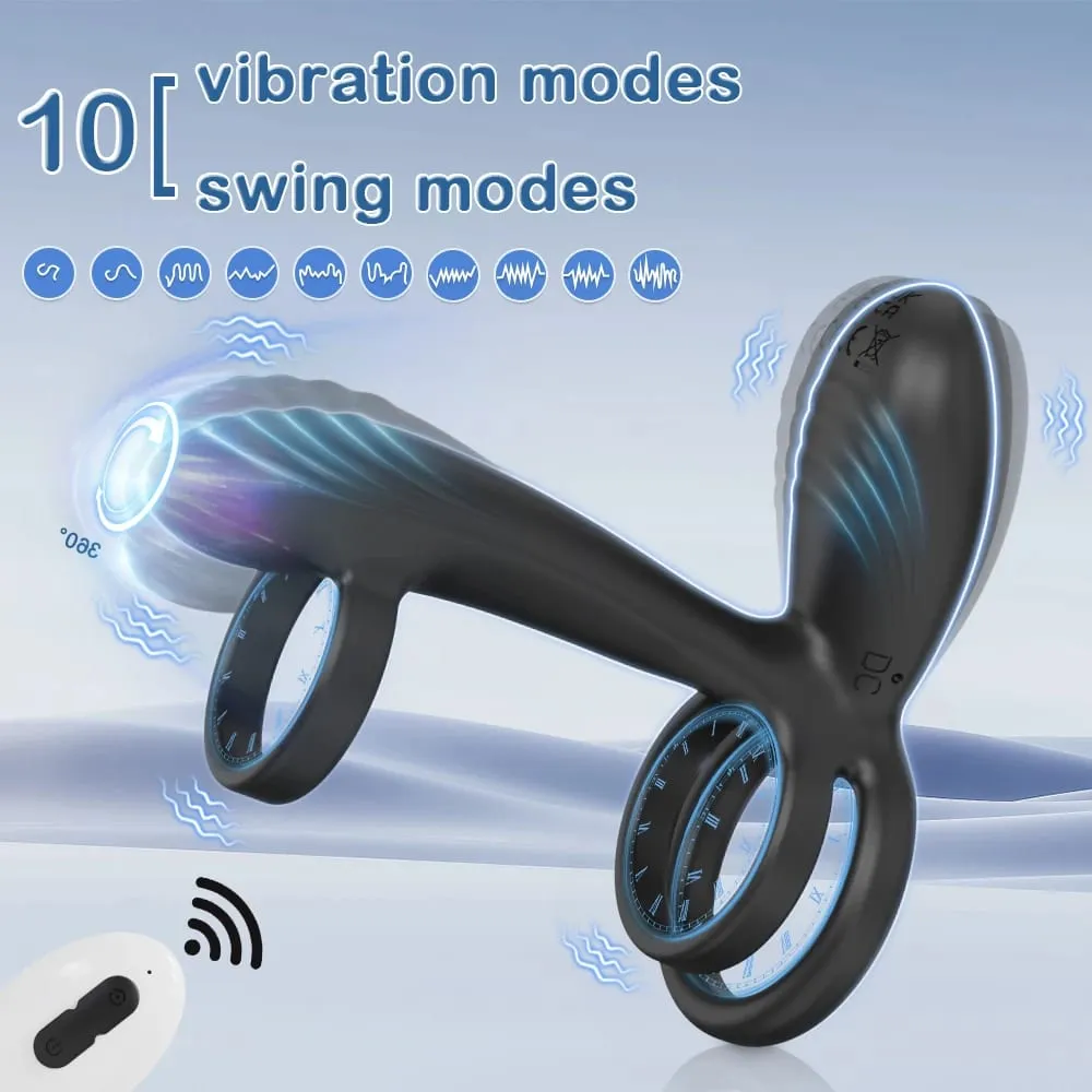 Remote Control Penis Ring Vibrator Sex Toy for Men Delay Time Prostate Massager 360° Rotation Twisting Vibrating Cock Rings 18+