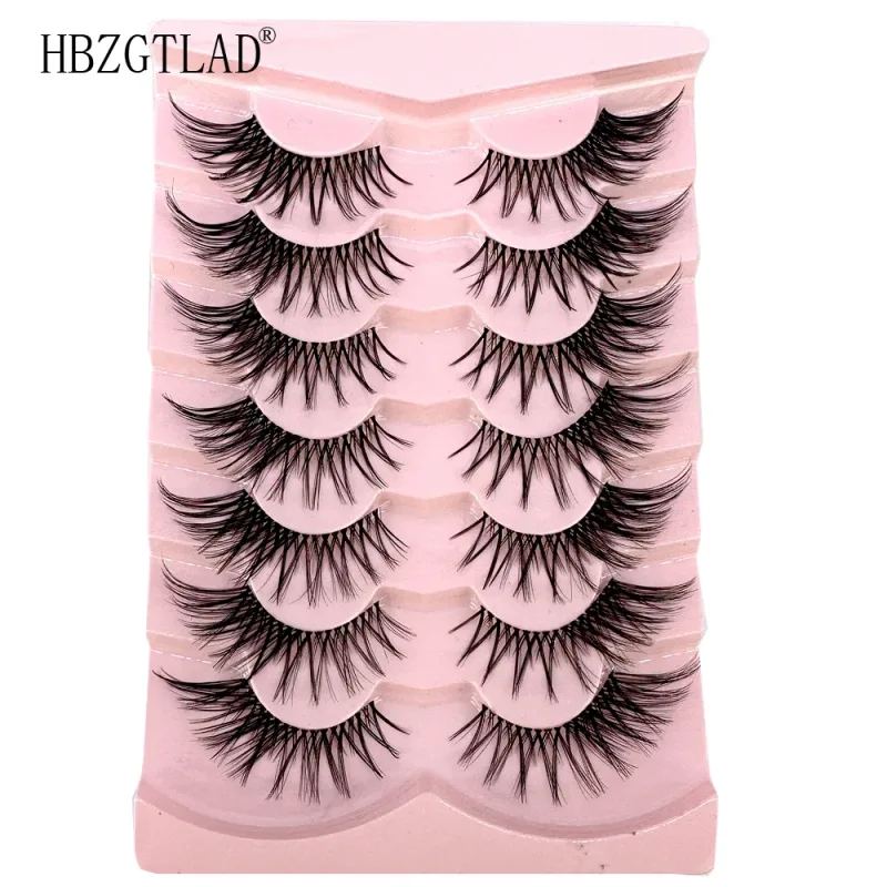 7/8PairsCat Eye Eyelashes manga Lashes 3D Clear Band Lashes naturalHalf Lashes End Eye Eyelonged Mink Eyelashes Αφράτες βλεφαρίδες — image 25