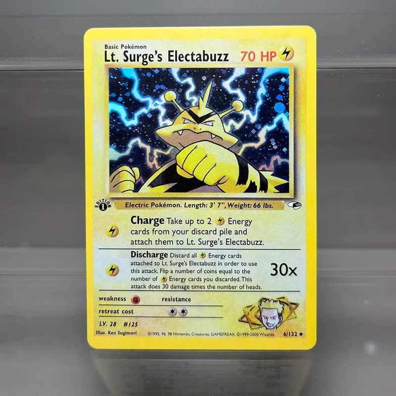 PKM Cards 1st Edition Gym Challenge 1996 Base Set Single Foil Cards Mewtwo Gengar Raichu Game Collection Cards PTCG Proxy Cards