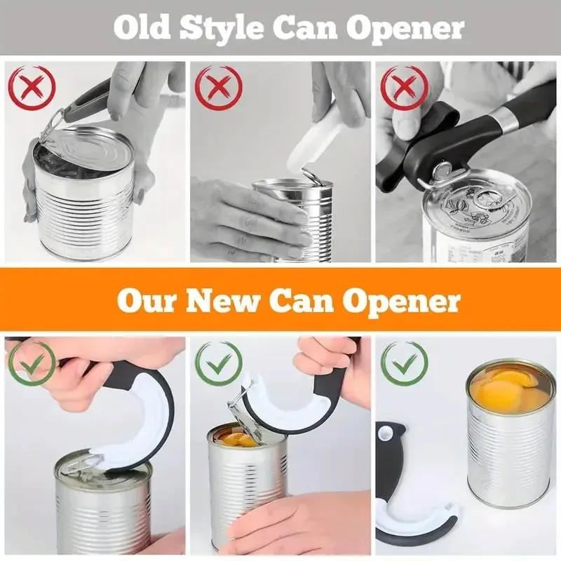 Portable J-Shaped Easy Grip Tin Openers Kitchen Non-Slip Jar Opener Lid Opening Tools Ring Pull Can Opener Multifunctional — image 6