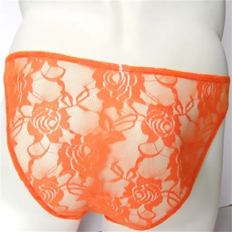 Sexy Men Lace Transparent Briefs Perspective Underwear Hollow Out Rose Mesh Low Rise Male Panties — image 8
