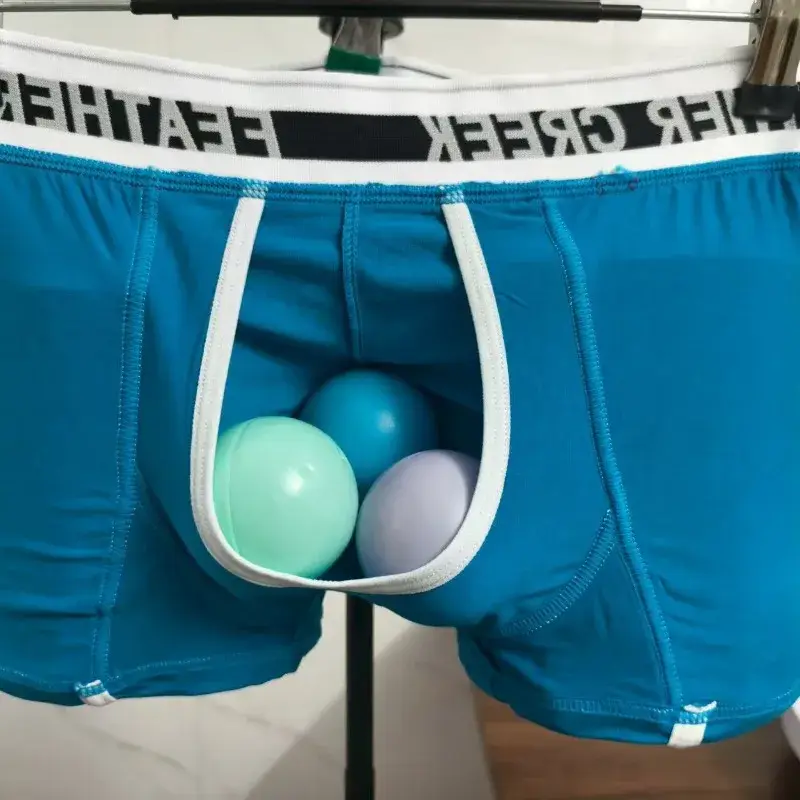 Men's U-shaped Big Pocket Panties Sexy Bulge Enhancing Pouch Underwear Solid Mid Waist Underpant Male Comfortable Boxer Shorts — image 2