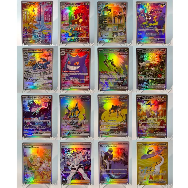 כרטיסי פוקימון 151 PKM PTCG3-D Bulbasaur Squirt Rainbow Gengar לשעבר Holographic Ex GX Rare Collection מתנות צעצועי קרב לתחביבים