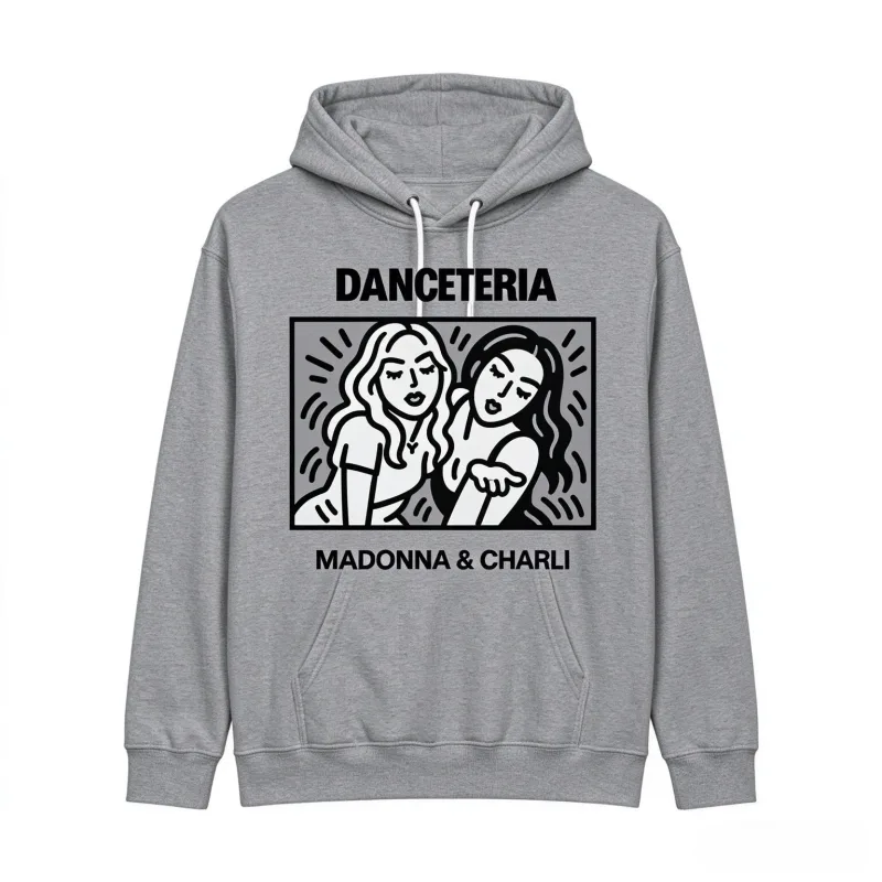 2026 Madonna Charli XCX Danceteria Hoodie Line Art Grafikdruck Unisex Pullover Kapuzenpullover Popmusik Fan Casual Tops