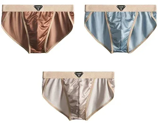 1/3PCS Men's Briefs Ice Silk Satin-like Briefs Men's Underpants Summer Breathable Quick Drying Panties Sexy U Pouch Underwear