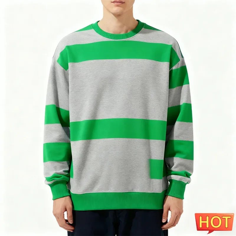Sudaderas con gráficos de rayas simples para hombres, sudadera fea con estampado 3D de manga larga de moda, jerséis informales de gran tamaño, Tops