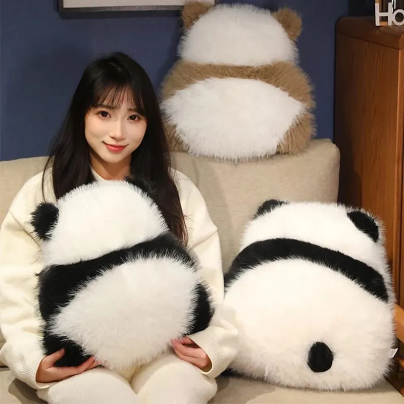 Szuper bolyhos plüss panda árnyék, töltött Qizai hátsó nézet Párna skandináv stílusú kanapé dekoráció párna csokoládé panda ölelés derékpárna — image 6