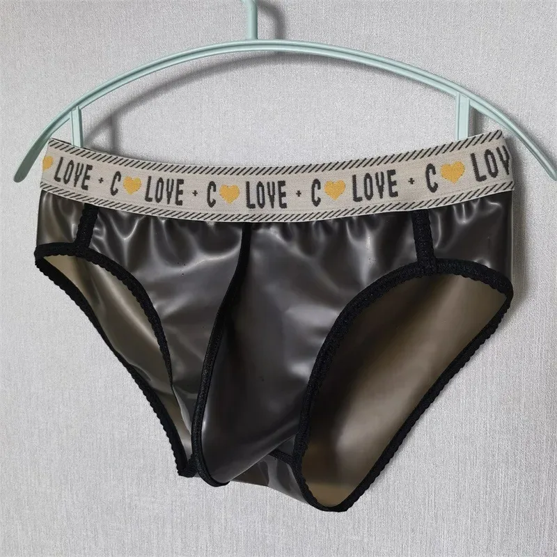 Men Latex Leather Underwear Sexy Underpants Seamless Briefs Low Waist Translucent Scrotum Bulge Panties for Gay Erotic Lingerie — image 8