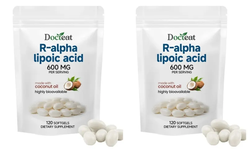 Μαλακές γέλη R-Alpha Lipoic Acid 600 mg ανά μερίδα 120 Αριθμός Φτιαγμένο με λάδι καρύδας Βολική καθημερινή διατροφική υποστήριξη ευεξίας — image 8