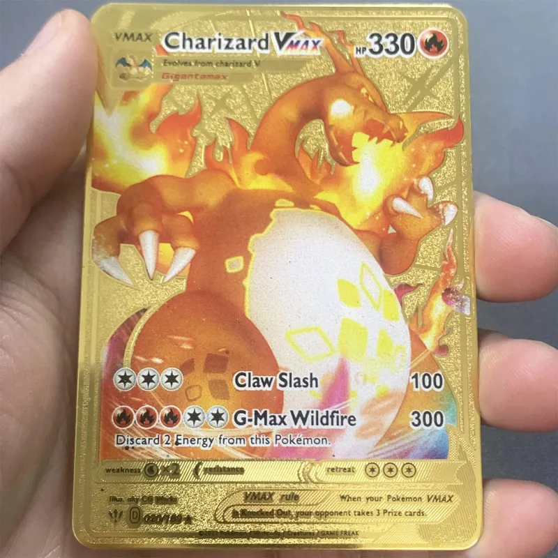 Tiếng Anh Kim Loại Pokemon Thẻ DIY Arceus Mewtwo Charizard Pikachu Sắt Sáng Bóng Pokémon GX Vmax EX Trò Chơi Trẻ Em Bộ Sưu Tập Thẻ Đồ Chơi Quà Tặng