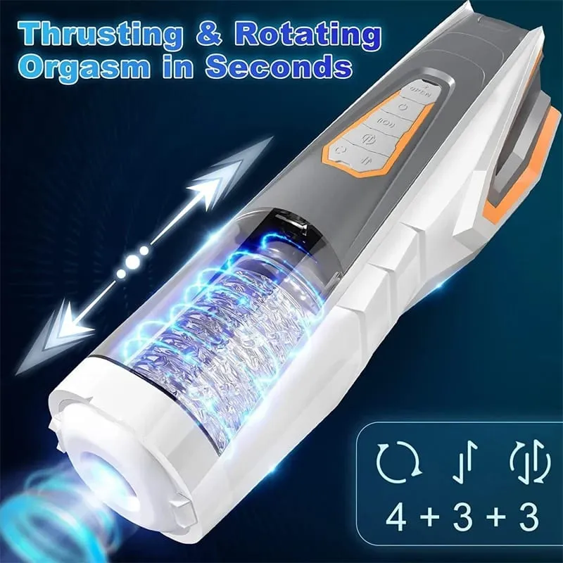 Automatic PistonTelescopic Rotating Male Masturbator MachineVagina Heating Moaning Thrusting Masturbation Sex Toys For Men