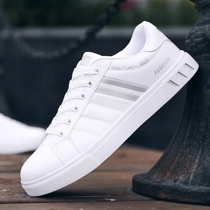 Fehér Vulkanizált Cipők Férfi Lapos Kényelmes Cipők Fűzős Zapatillas Hombre Őszi tavaszi divat Cipők Drop Shipping