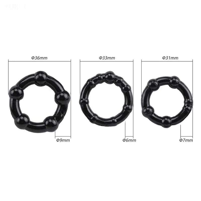 3 Pcs/Set Cock Ring Delay Ejaculation Adult Toys For Men Dick Enlargement Silicone Penis Ring Male Sex Toys Stronger Erection