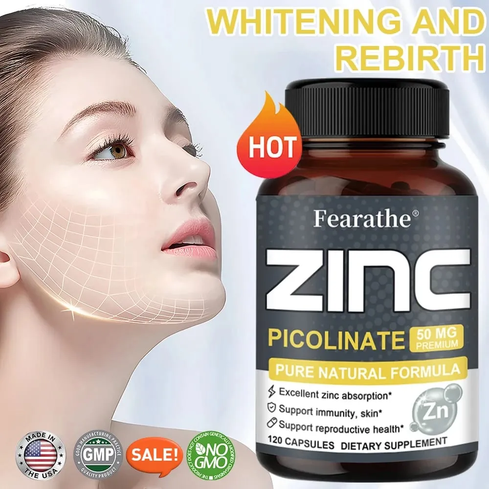 Zinc Capsules 50 Mg - Natural Antioxidant Immune Hair Nails & Skin Support Supplement Unisex — image 1