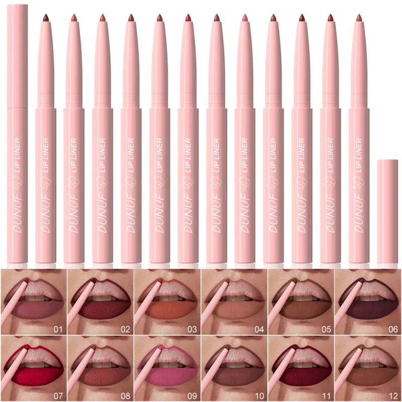 12 színű matt ajakápoló ceruzakészlet vízálló maszatálló, hosszan tartó vegán Cruelty Free ajakrúzs sminkkészlet