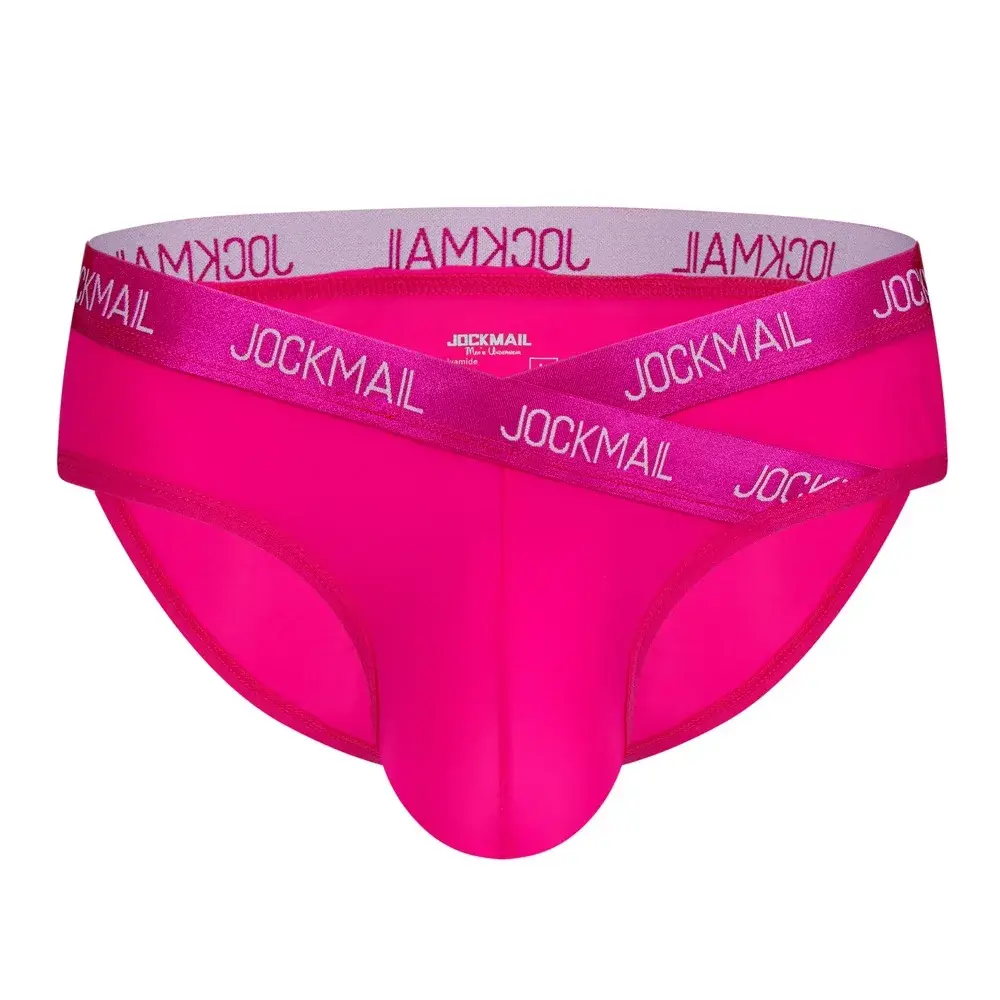 Jockmail Mens Underwear Low Waist Sexy Letter Sports Breathable Summer Ice Silk Briefs Big Bag Nylon Solid Color Man Panties — image 3