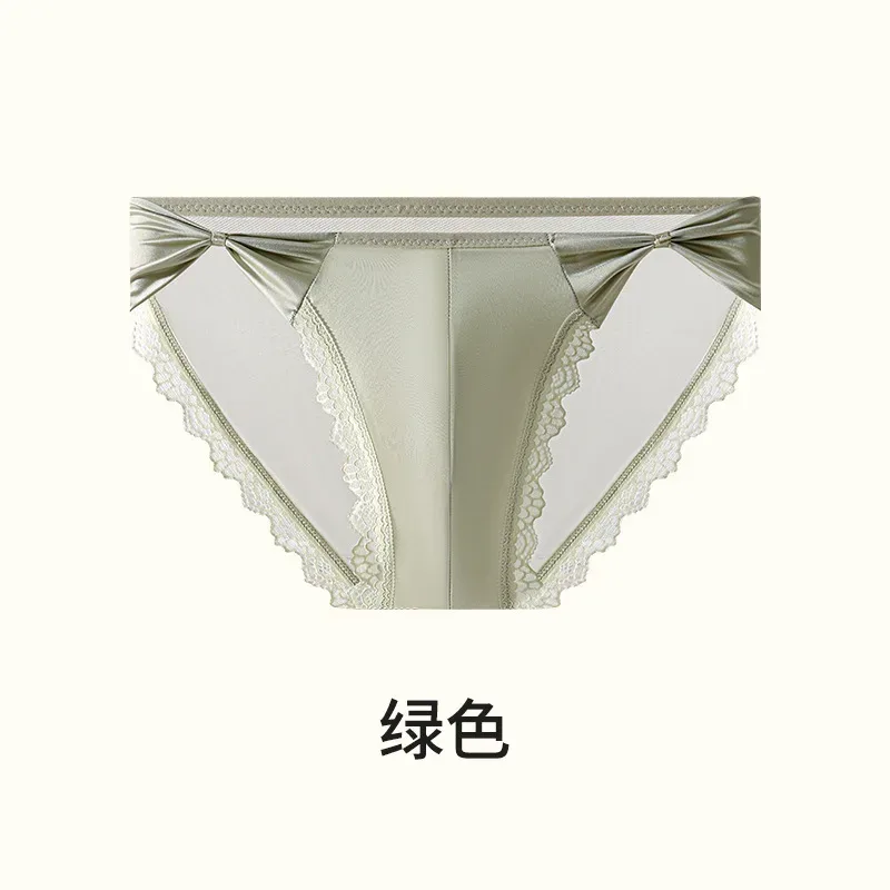 Women Panties for Men Bow High Cut Briefs Lace Mesh Sheer Underwear U Convex Pouch Breathable Underpant French Style Nightwear — image 16