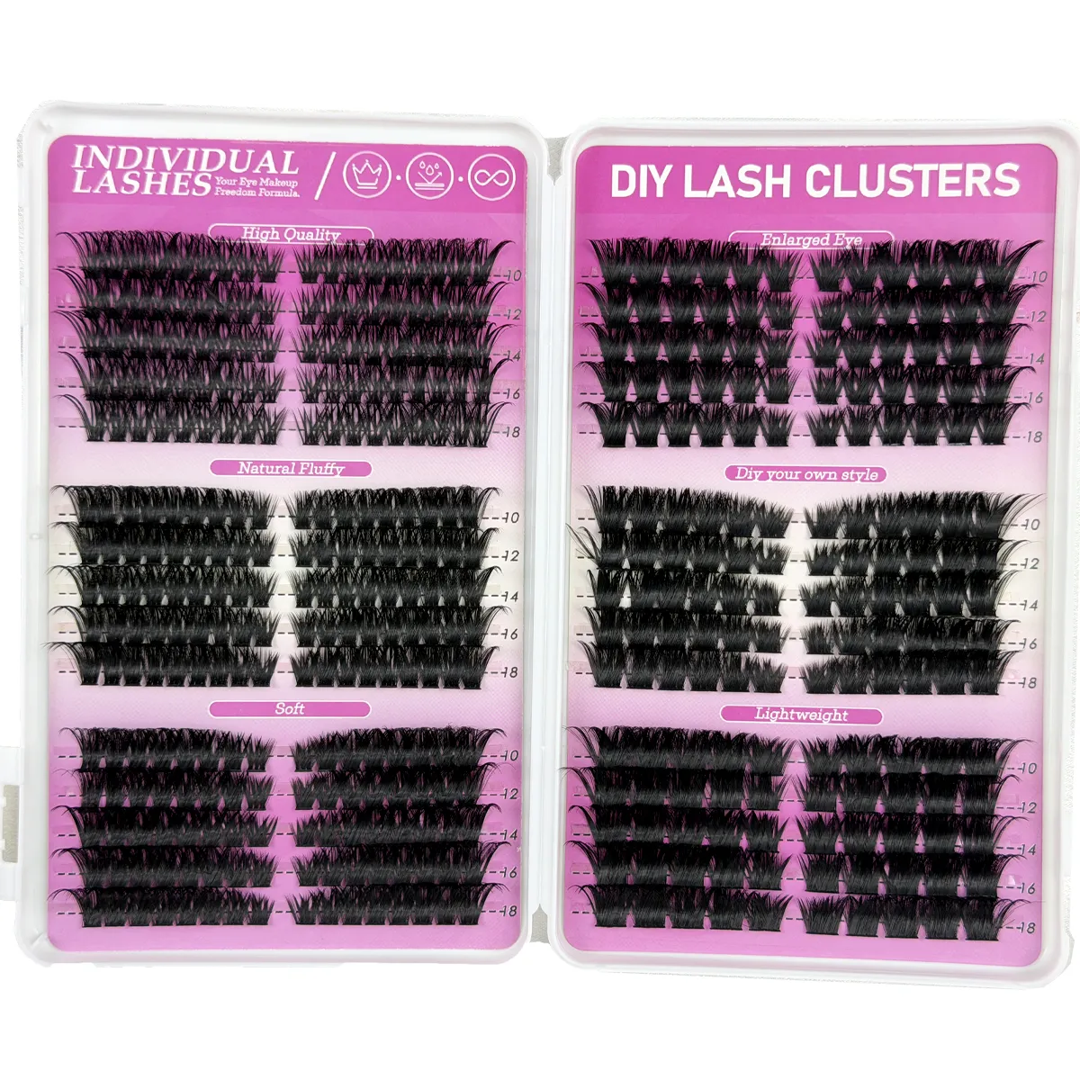 Fluffy Cluster Lashes 3 ΣΕ 1 Lash Cluster Extension Βλεφαρίδες ματιών γάτας&Βλεφαρίδες κάτω μέρος Μικτός δίσκος μεμονωμένες βλεφαρίδες — image 5
