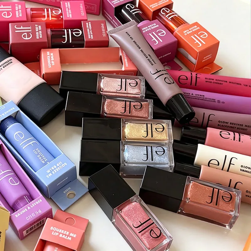 New Elf 8 χρωμάτων Lip Gloss & Πολύχρωμο ρουζ σε πούδρα λεπτής υφής Ελαφρύ Ενυδατικό Θρεπτικό Lip Balm Care Cosmetics
