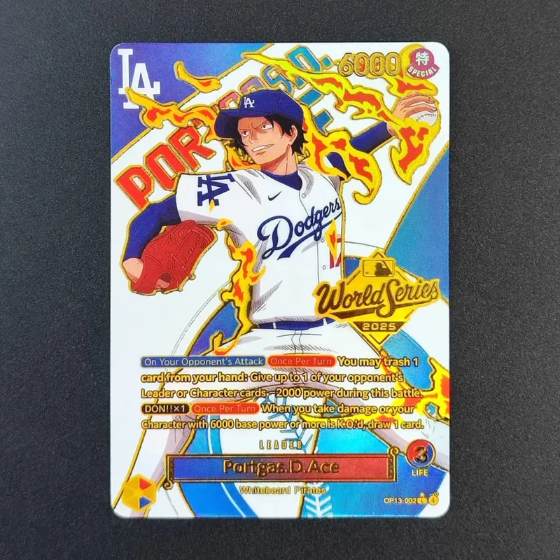 DIY OPCG ONE PIECE CARD Monkey.D.Luffy Ace (010) (Dodgers x ONE PIECE) EB02-010 One Piece Promotion Anime English Cards Foil