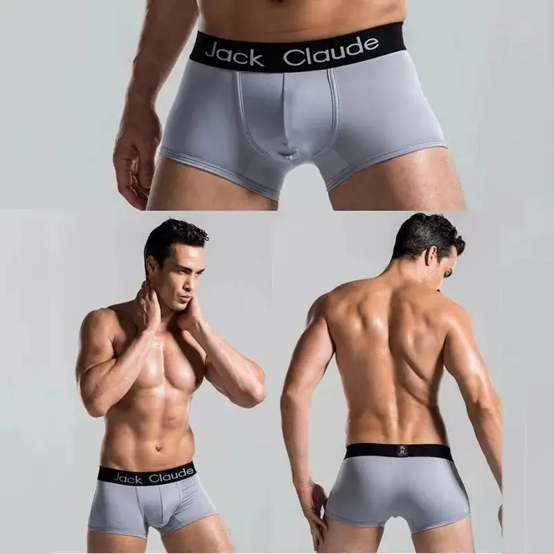 5Pcs/Men's Underwear Men Short Antibacterial Comfortable Sexy Boxer 3D Large Pouch Casual Solid Color Underwear Boxer MenPanties — image 12