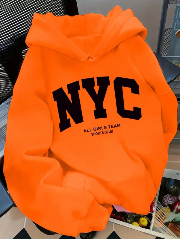 Novità Autunno/Inverno, comoda felpa con cappuccio blu navy della squadra di New York - felpa con cappuccio street style per coppie a maniche lunghe, pullover casual con POC — image 5