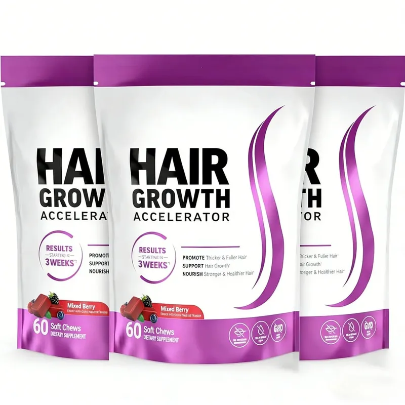 Συμπλήρωμα Biotin Hair Growth Soft Chews Support Fuller Thicker Hair Vitamin C & E for Healthy Hair Nourishment 60 Gummy — image 8