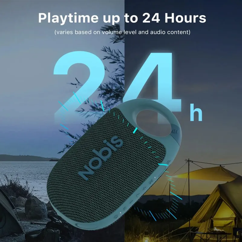 Portable Bluetooth Speaker with App Clip N1 Speaker Beat Mode Up to 24H Playtime IP68 Waterproof BT 5.3 HD Sound Stereo Pairing Custom EQ Perfect for Outdoor Home and Adventure