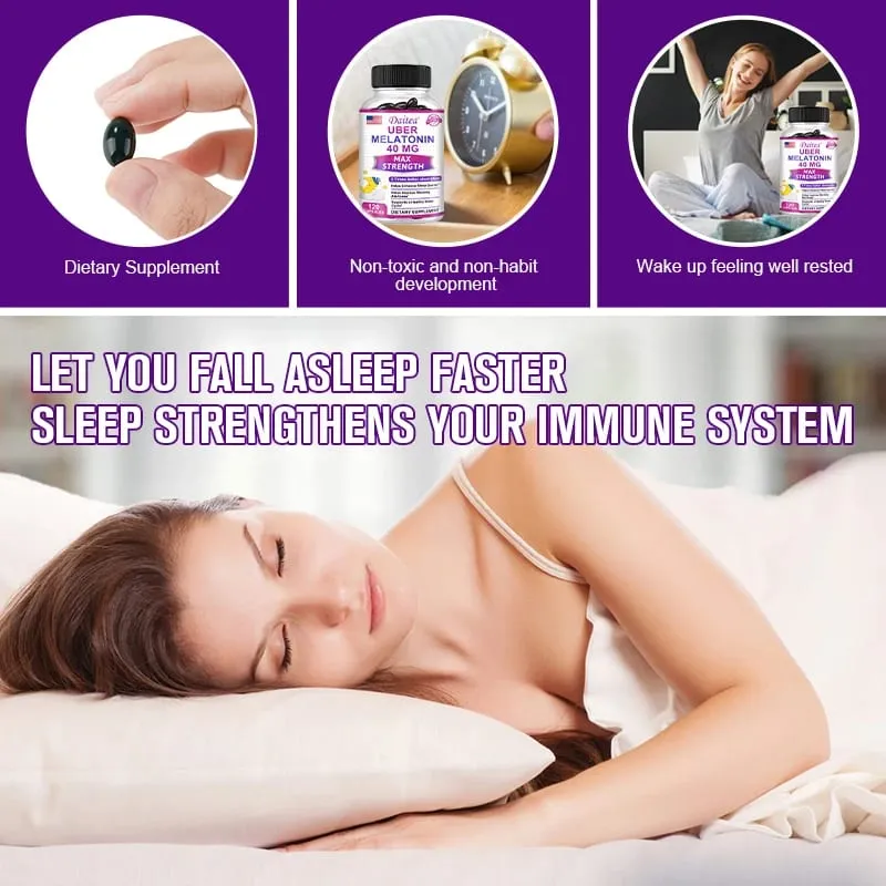 Daitea Super Melatonin Capsules-40mg Contain Vitamin C Help You Fall Asleep Faster Relieve Insomnia and Improve Sleep Quality