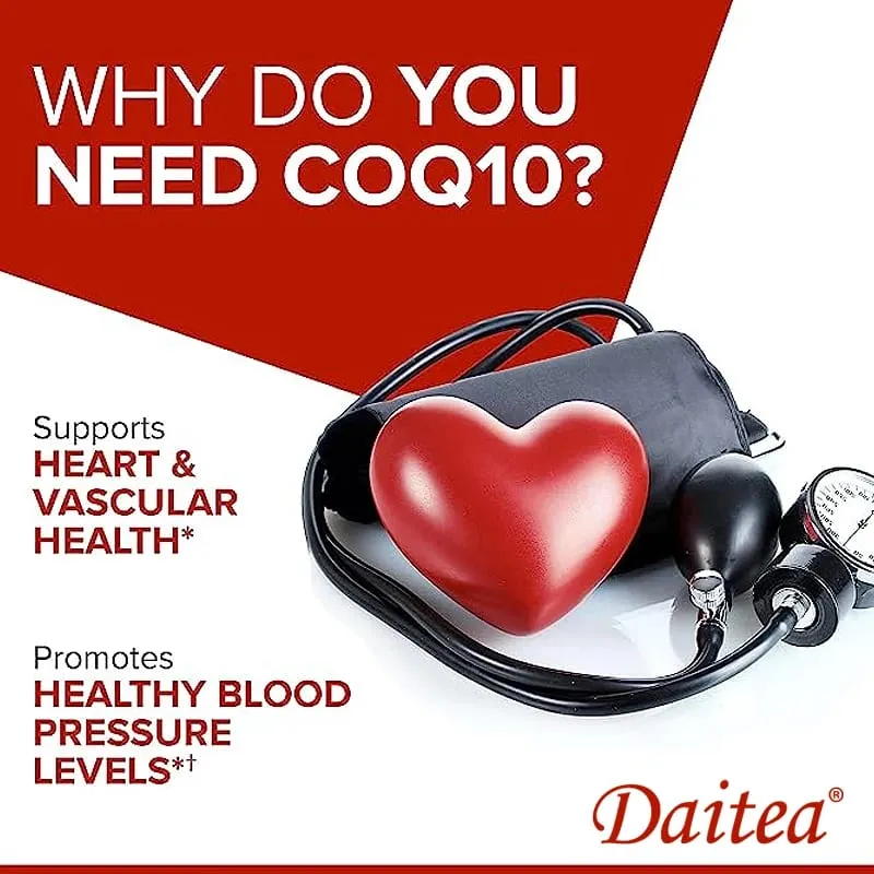 Coenzyme Q10 Capsules High Concentration Vegetarian Supports Blood Circulation Stress Health and Physical Energy Antioxidant
