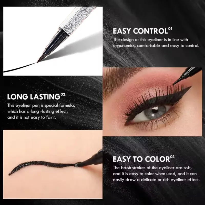 Starry Eyeliner Pen Waterproof & Smudge-Proof Quick-Dry Long-Lasting Matte Finish Multi-Look Eye Makeup Safe for All Skin Types