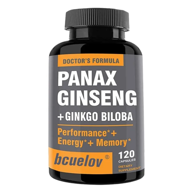 Κάψουλες Ginseng + Ginkgo Biloba Extract - Βοηθά στη βελτίωση της ενέργειας και της ζωτικότητας Αντιγηραντική μνήμη Υγεία εγκεφάλου και όρασης