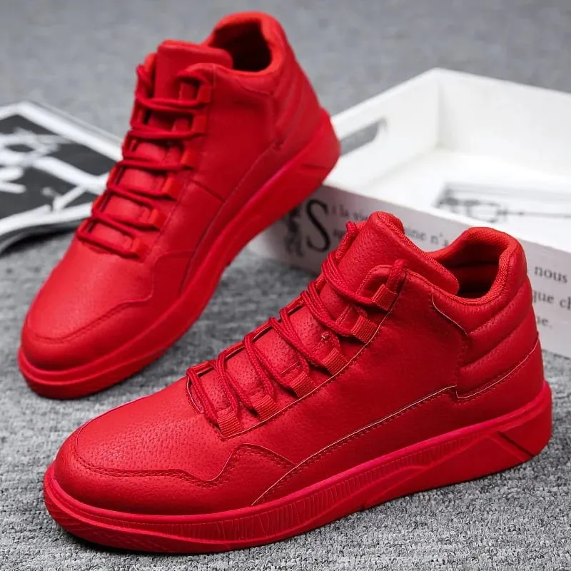 Panlalaking Spring Fashion Kumportable Magaan na Slip-Resistant High Top Leather Sneakers — image 2