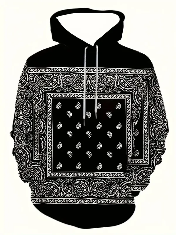 Sudadera con capucha con estampado de anacardo creativo para hombre, sudadera con capucha informal de diseño plano para hombre, sudadera con bolsillo tipo canguro — image 5