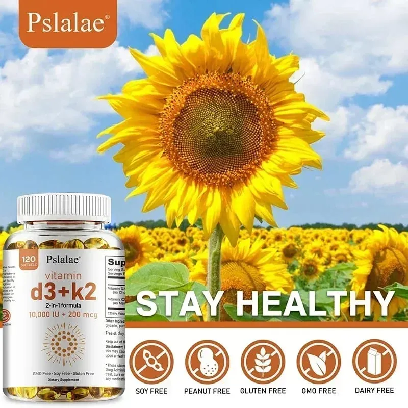 Vitamin D3 + K2 - Improves Calcium Metabolis Healthy Bone & Muscle Function Health Support Heart Joint Immune System Health