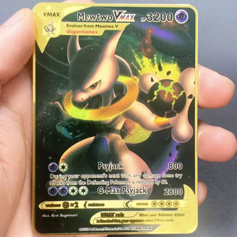Tiếng Anh Kim Loại Pokemon Thẻ DIY Arceus Mewtwo Charizard Pikachu Sắt Sáng Bóng Pokémon GX Vmax EX Trò Chơi Trẻ Em Bộ Sưu Tập Thẻ Đồ Chơi Quà Tặng